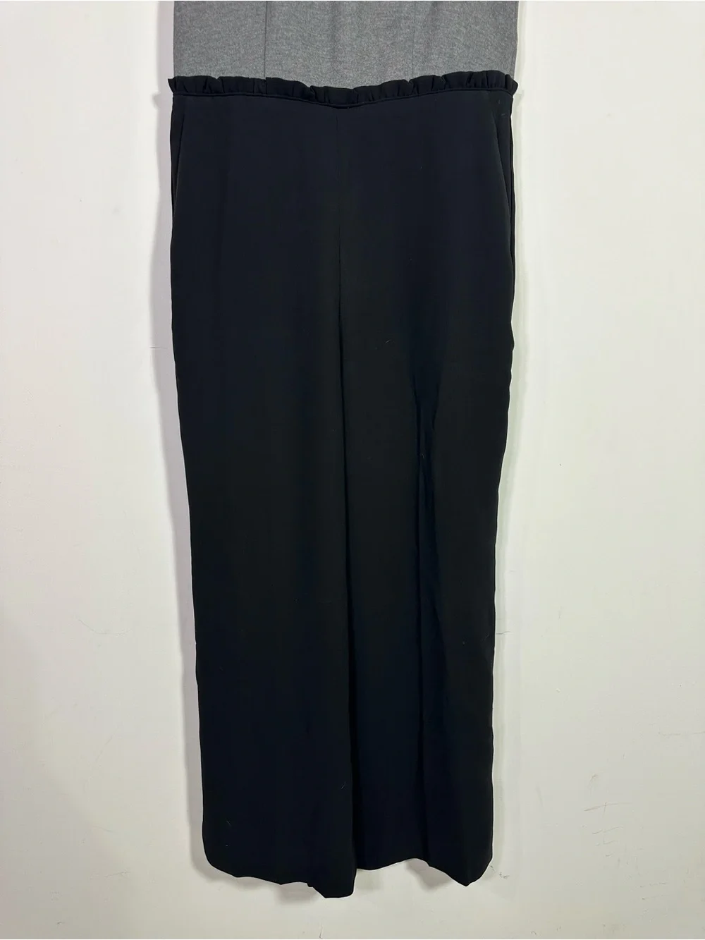 J. Crew Gray Black Sleeveless V-Neck Straight Leg Jumpsuit